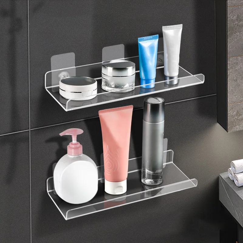 

Transparent Bathroom Shelf Wall Free-Punch Storage Rack Cosmetic Storage Bookshelf Partition Cabinet Organizer Rack Wall Cabinet