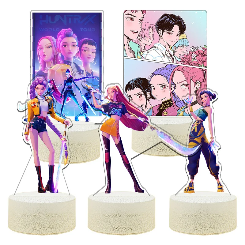 

16Color Anime Cartoon Kpop Demon Hunters Rumi Mira Zoey Acrylic Ornament Y2K Creative New Bedroom Nightlight Gift for Girls