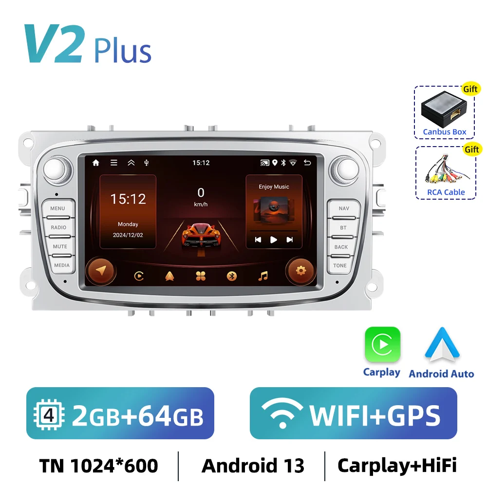 Carplay Android Radio Voor Ford Focus 2 2008-2011 S-Max Mondeo Galaxy C-Max Auto Multimedia Speler Gps Stereo Intelligent Systeem - afbeelding 1