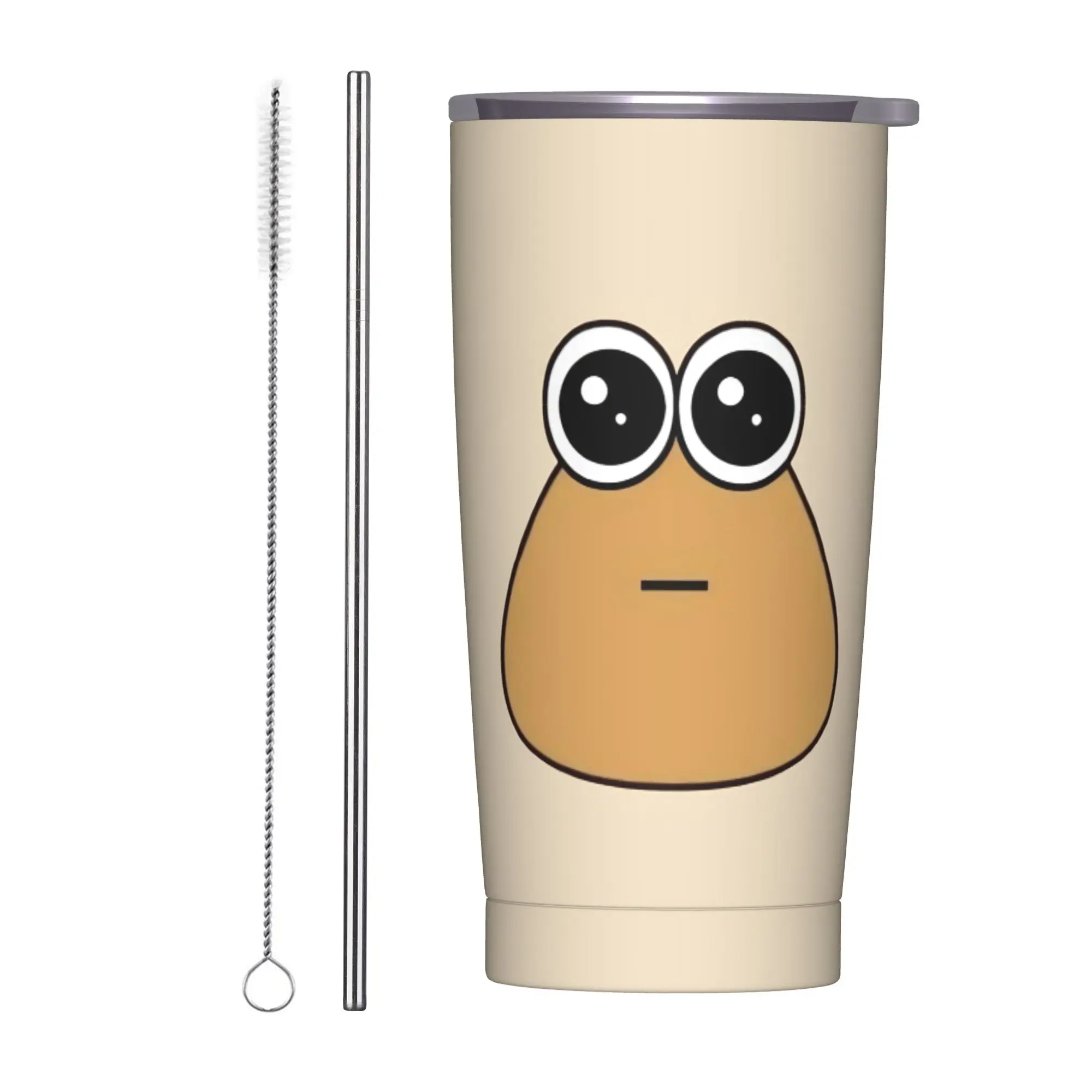 My Pet Alien Pou Insulated Tumbler with Straws Virtual Pet Vacuum Thermal Mug Office Home Car Bottle Cup, 20oz