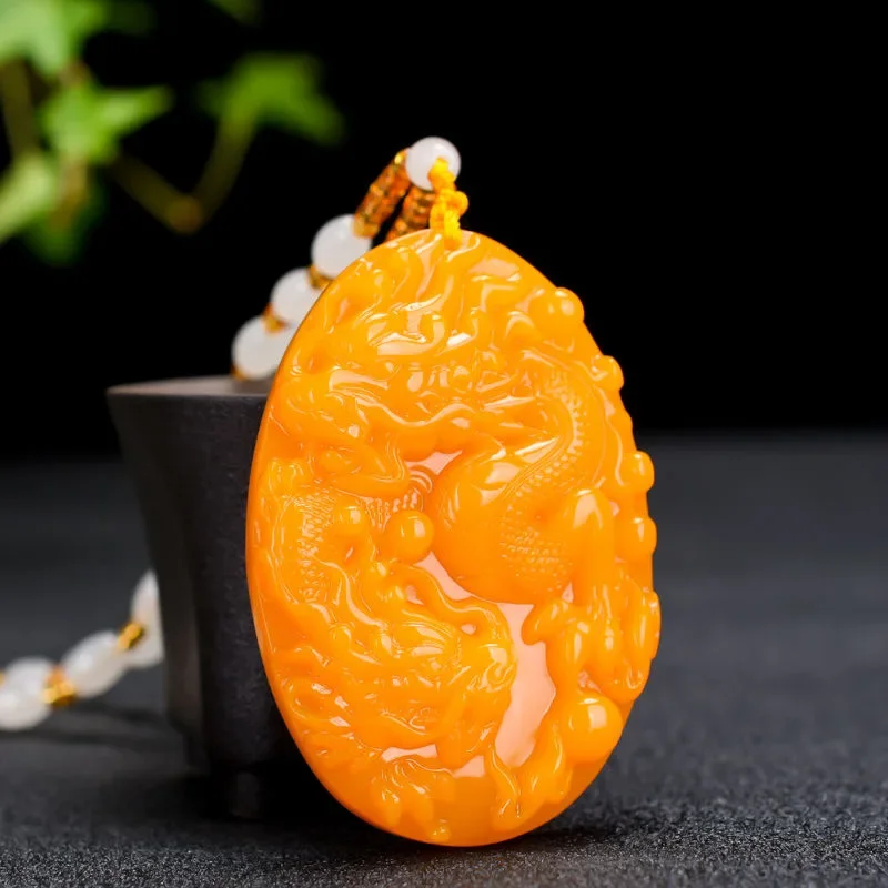 

Fashion yellow Jade Dragon Pendant Necklace Jewellery Chinese Hand-Carved Relax Healing Women Man Luck Gifts Amulet P28