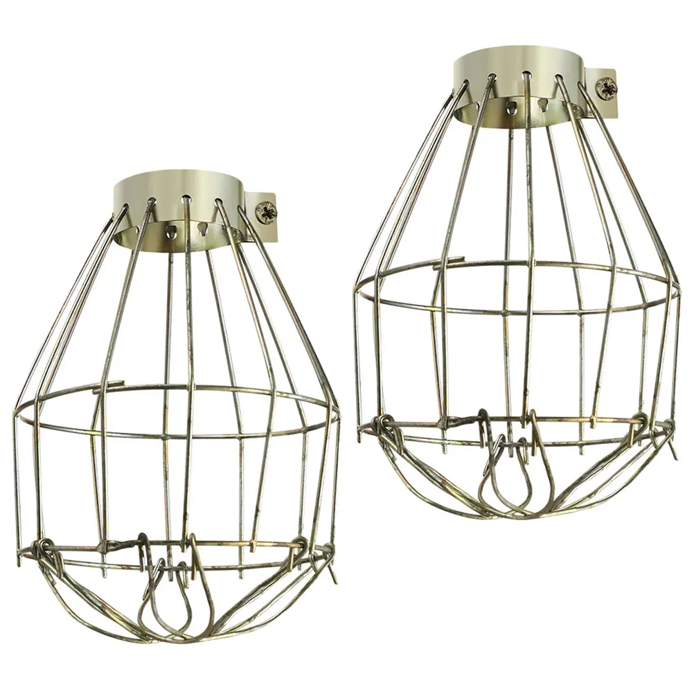 

2 шт. металлическая защита лампы для абажура взрывозащищенная железная клетка Diy светильник промышленный стиль проволочный абажур защитная рамка