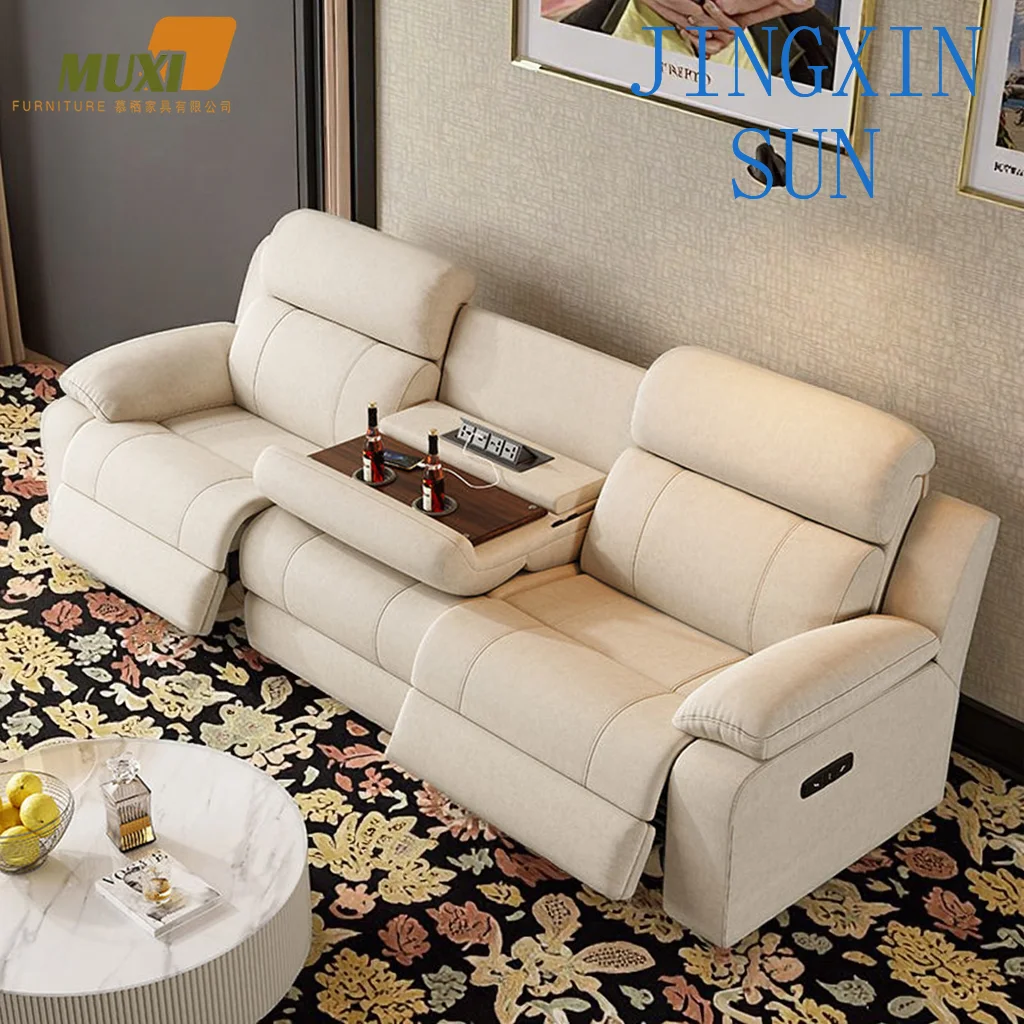Modern Electric Leisure Sofa, Smart 3-seater Home Theater Furniture With Multifunctional Massage, Cooling, And Folding Features.