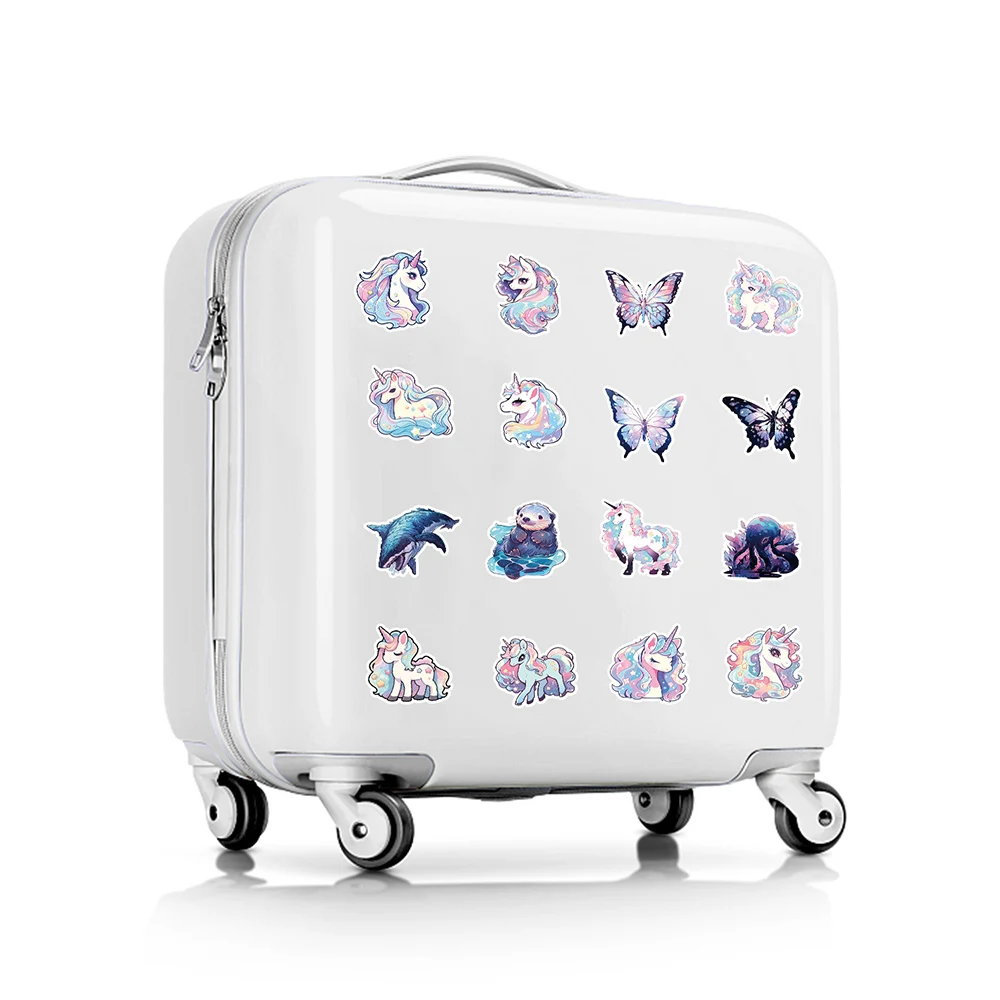 10/30/50pcs Holographic Laser Cartoon Unicorn Kawaii Stickers Laptop Suitcase Album Diary Phone Decoration Sticker for Kids Toys