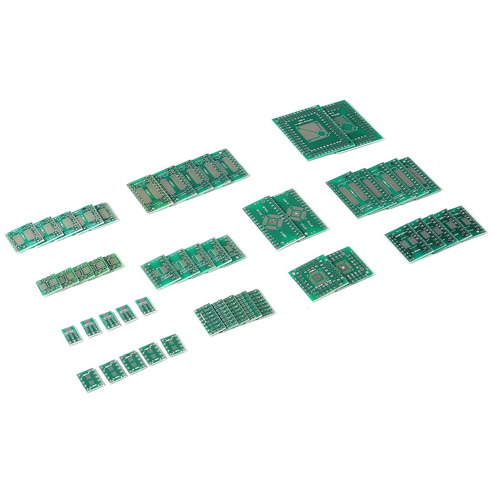 12 Types SMD to DIP Adapter PCB Proto Board Plate Converter SOP SOT 0402/0603/0805 TQFP QFN +  2.54mm Male 40 Pin Header