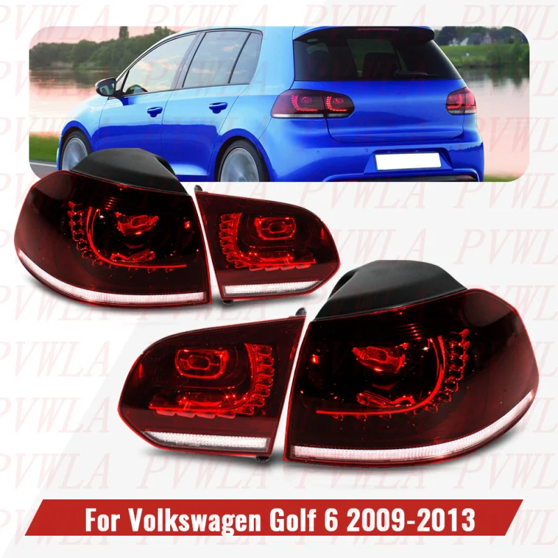 

LED Tail Light For Golf 6 mk6 GTI GTD R20 2009 2010 2011 2012 2013 1 Set Red Flowing Rear Lamp Turn Light Car accessories