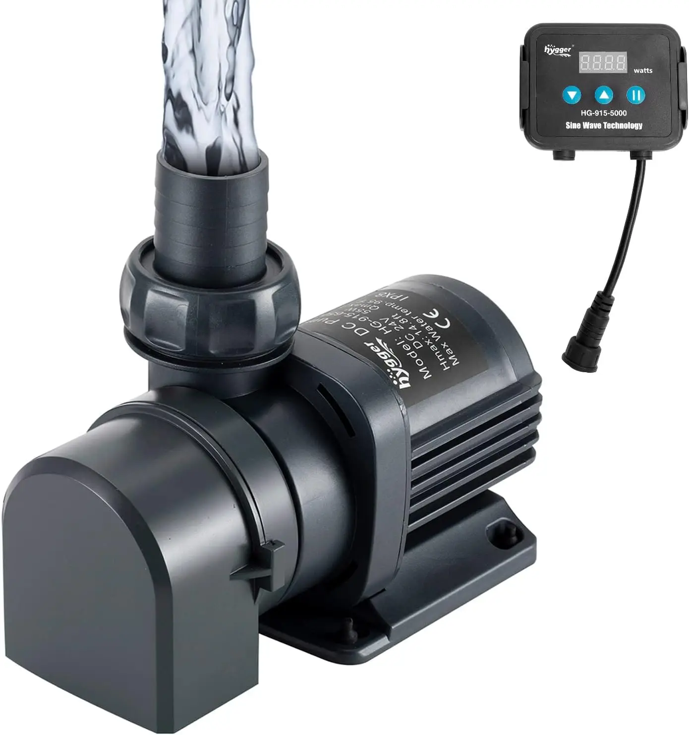 1350GPH Quiet Submersible and External 24V Water Pump, with Controller (30%-100% Settings), Powerful Return Pump for Fish
