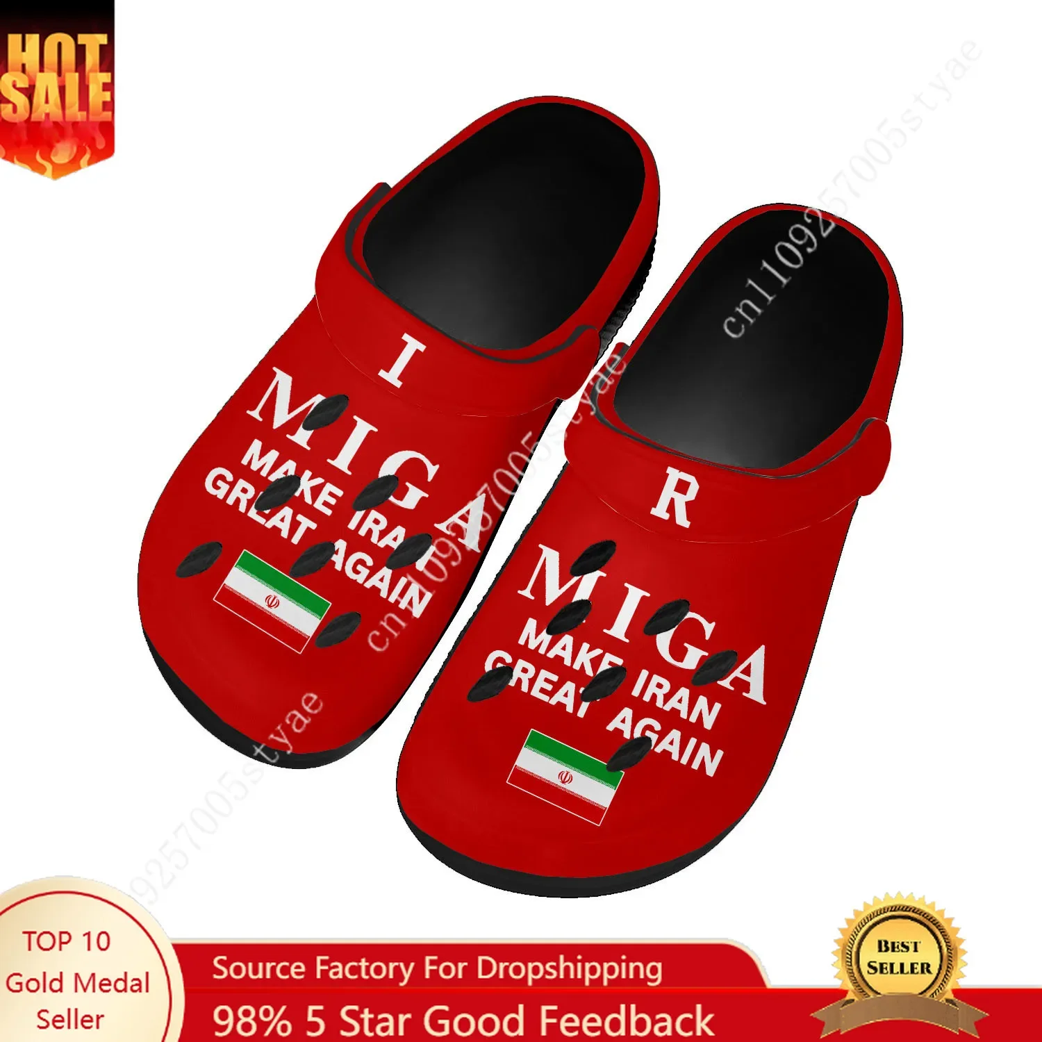 

MAKE IRAN GREAT AGAIN Water Shoes Home Garden Clogs Mens Women Youth Boy Girl Sandals Custom Breathable Hole Slippers Black