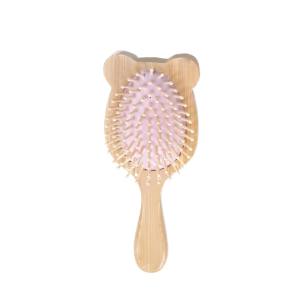 

New with Air Cushion Bamboo Hair Brush Bear Ear Design Natural Wooden Paddle Scalp Massage Brush for Hair Growth