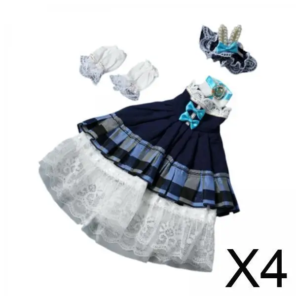 

1/6 Scale Doll Dress Mini Headband Clothing Set for 11.81 Inch Fashion Dolls Lolita Party Dress Accessory