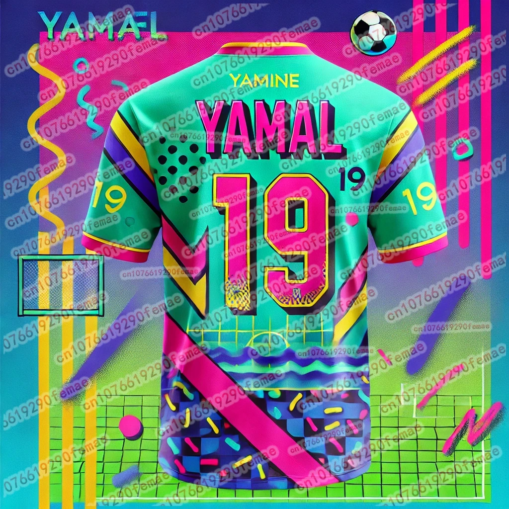 تي شيرت يامال فاشن لكرة القدم سوبر ستار ثلاثي الأبعاد مطبوع للرجال تي شيرت تذكاري، مسامي ومريح للمباريات اليومية #3