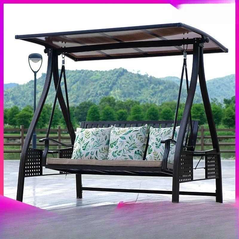 OEMOutdoor Swing Hanging Chair Outdoor Villa Courtyard Double Rocking Chair Adult Solar Cast Aluminum Swing
