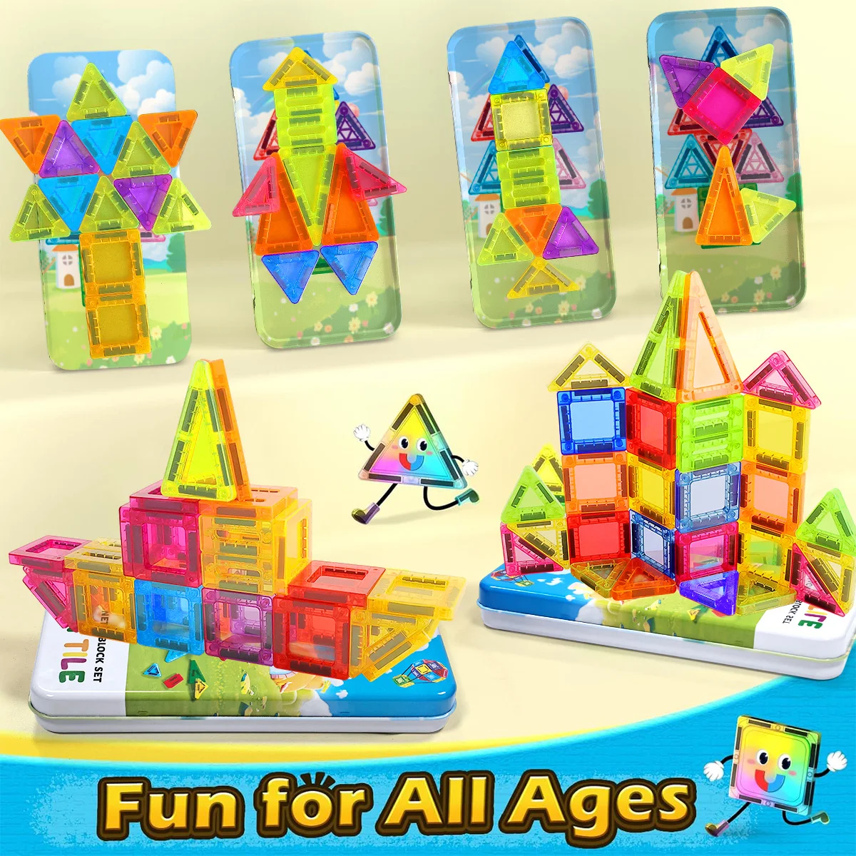 26/38/62PCS Magnetic Building Blocks Construction Set DIY Montessori Sensory Educational Toy For Kids Gifts With Iron Box