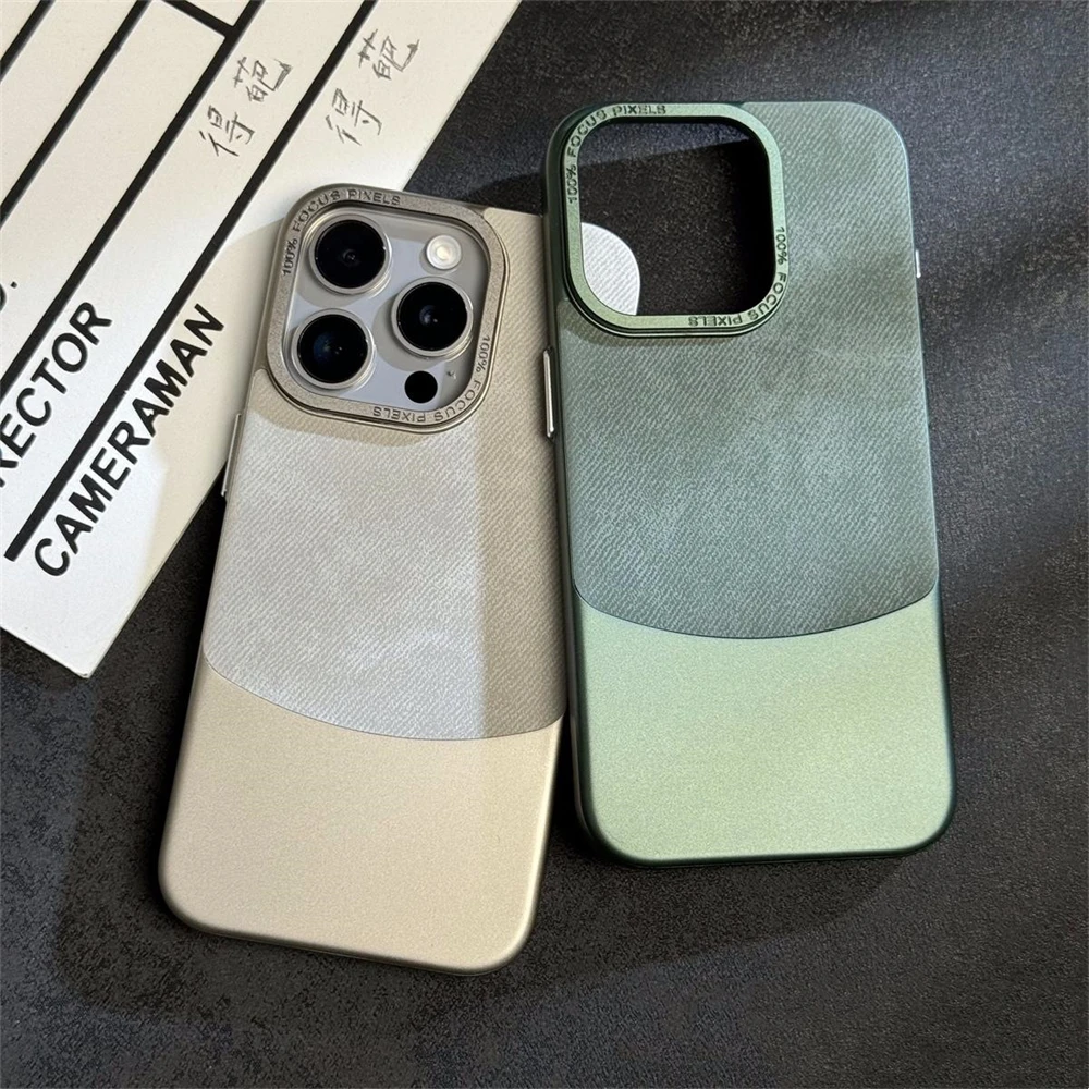 High-end Superfine fiber skin texture Flannel Case For iPhone 16 Pro Max 13 12 14 15 Pro Max 16 Plus Magnetic Shockproof Cover