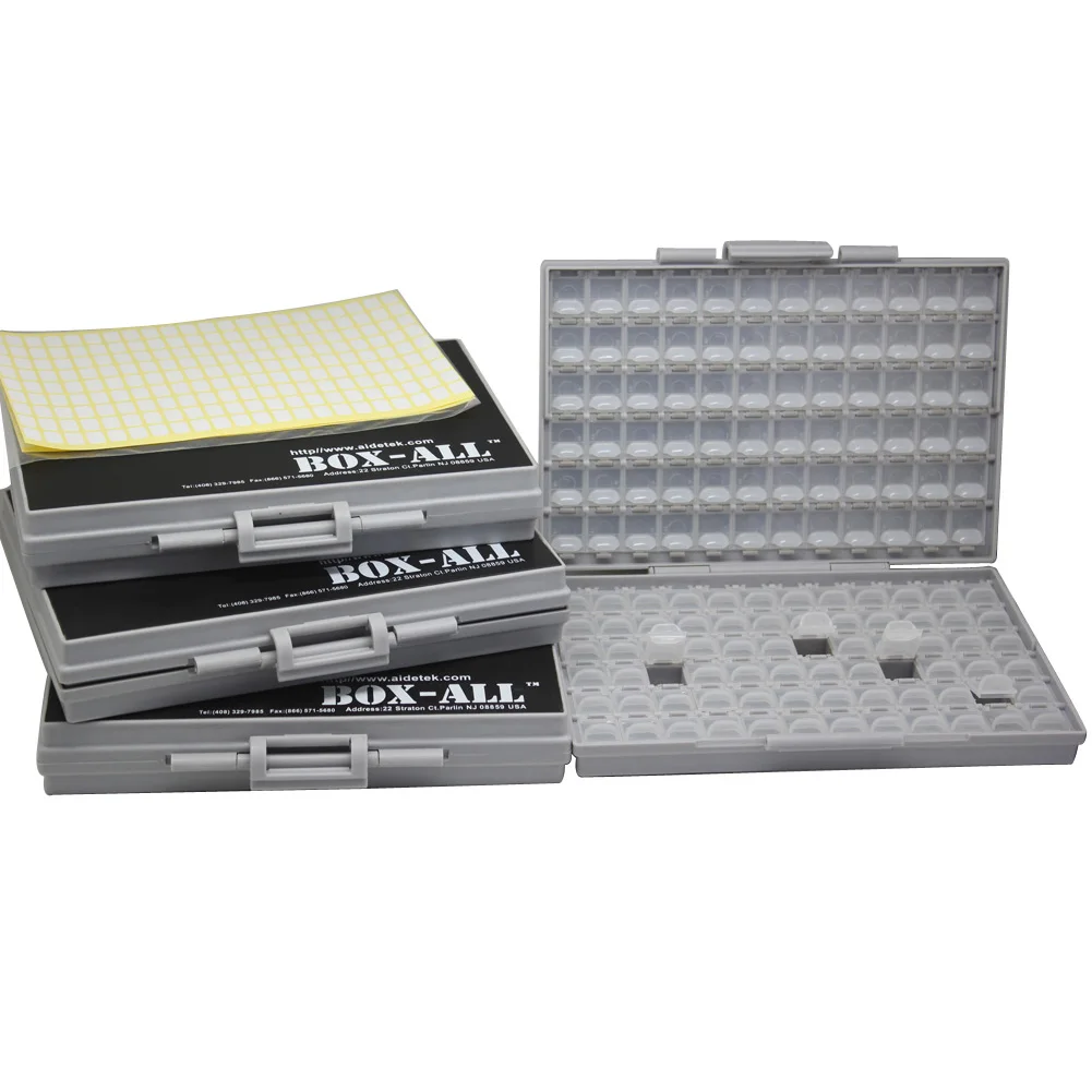 سفينة الولايات المتحدة الأمريكية AideTek 4 وحدات BOX-ALL-144 مقصورات SMD مكونات حاوية الضميمة لصندوق الأدوات البلاستيكية المثبت على السطح