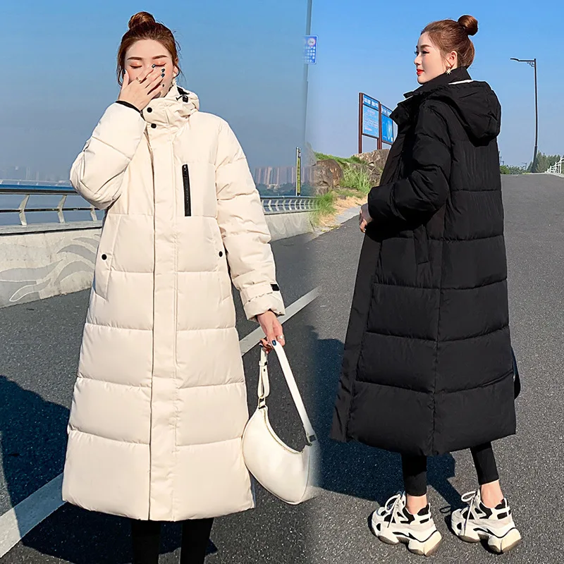 British style winter coat women\'s winter lengthened 2022 new loose Korean style thickened over-the-knee long cotton coat