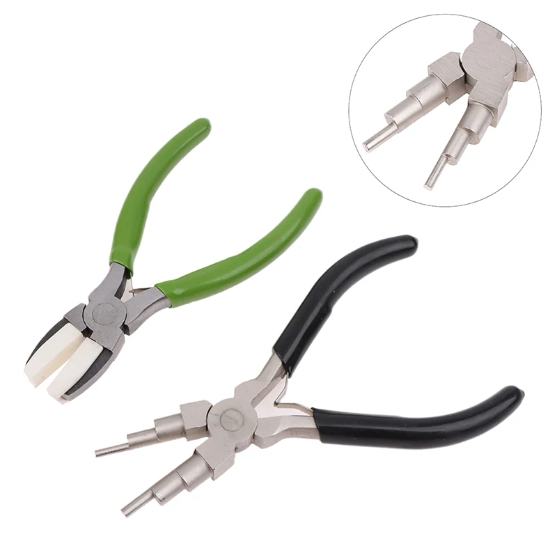 Green Flat Nose Pliers Black 6 In 1 Round Nose Pliers For Wire Wrapping Jewelry Making Loop Making Durable Diagonal Pliers