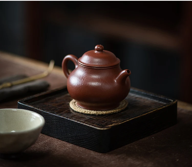 Authentic, Yixing Zisha pot, purely handmade Dahongpao Zhu Ni, Pan pot, disciple of famous Xu Jingen, Wu Cheng