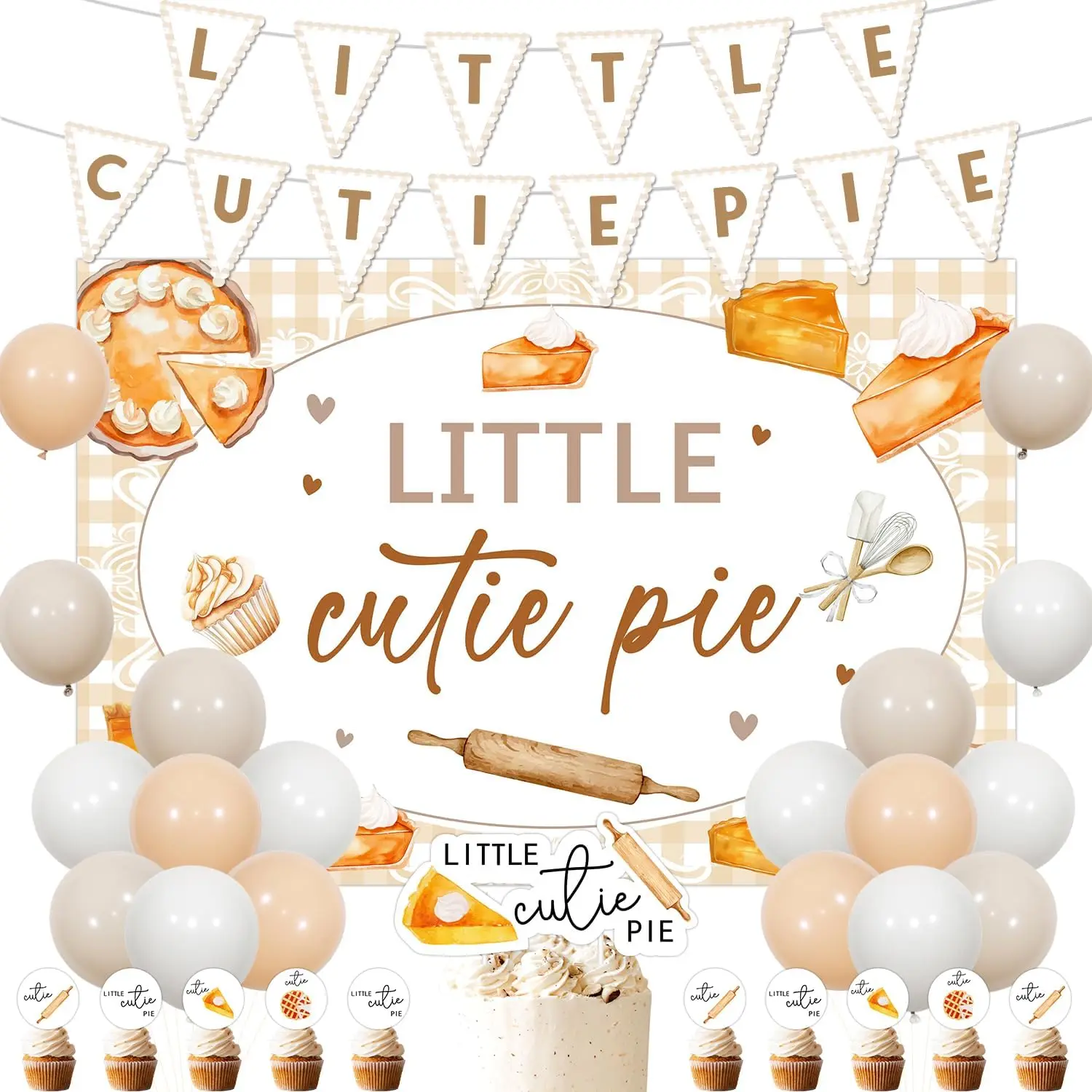 

Cutie Pie Baby Shower Decoration Backdrop Banner Garland Cookie Baking for Kids Pie Theme Baby Shower Birthday Party Supplies