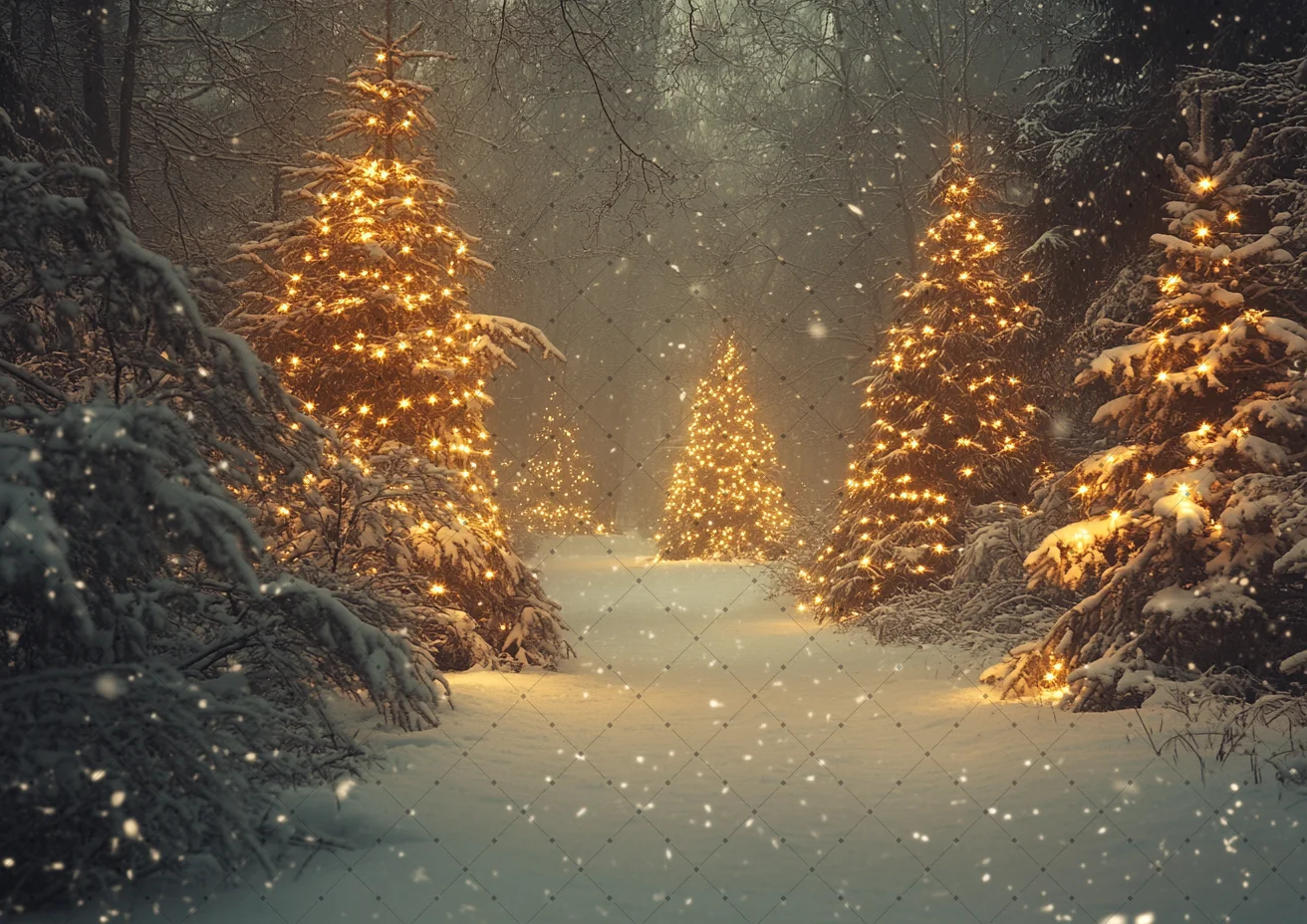 Winter Snow Pine Forest Photo Backdrop Golden Bokeh Snow Path Cloth Xmas Portrait Studio Decor For Family Baby Shooting
