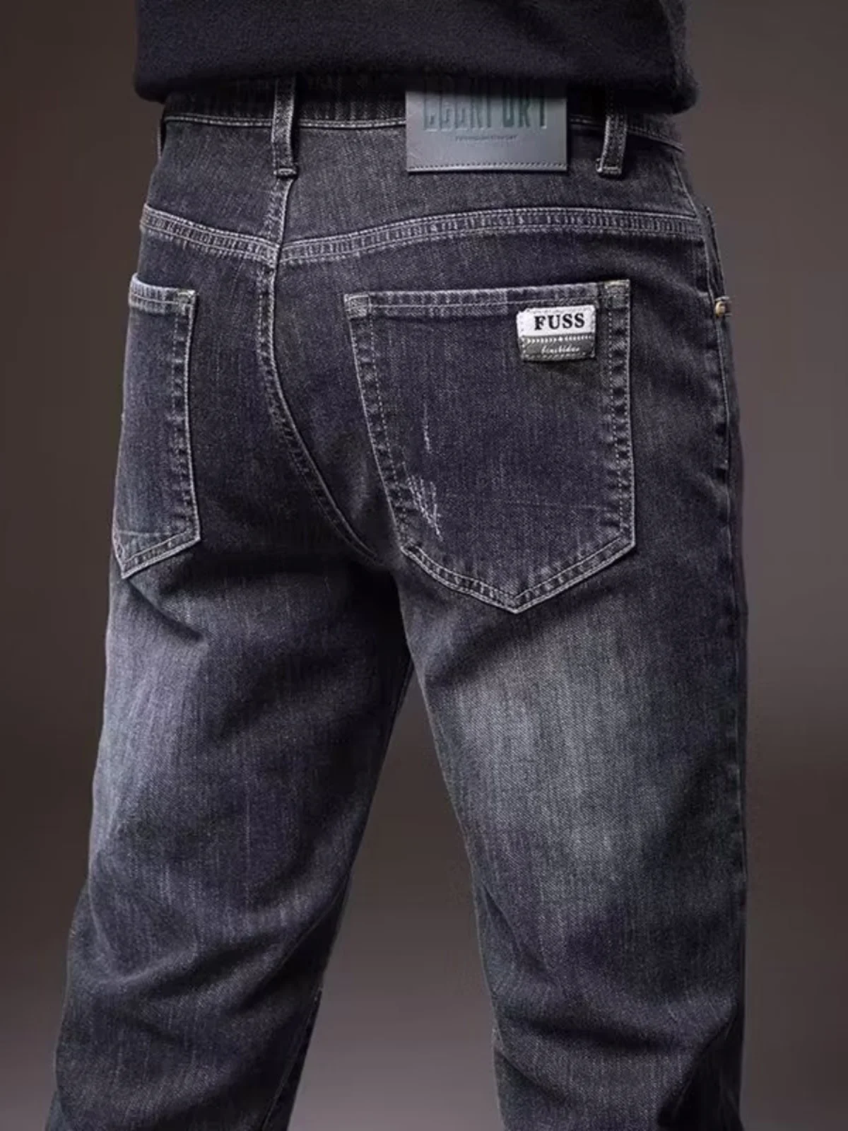 

Мужские джинсы Slim Fit с прямыми штанинами, повседневные модные хлопковые эластичные джинсы со средней талией и застежкой-молнией, молодежная одежда, осенняя мода