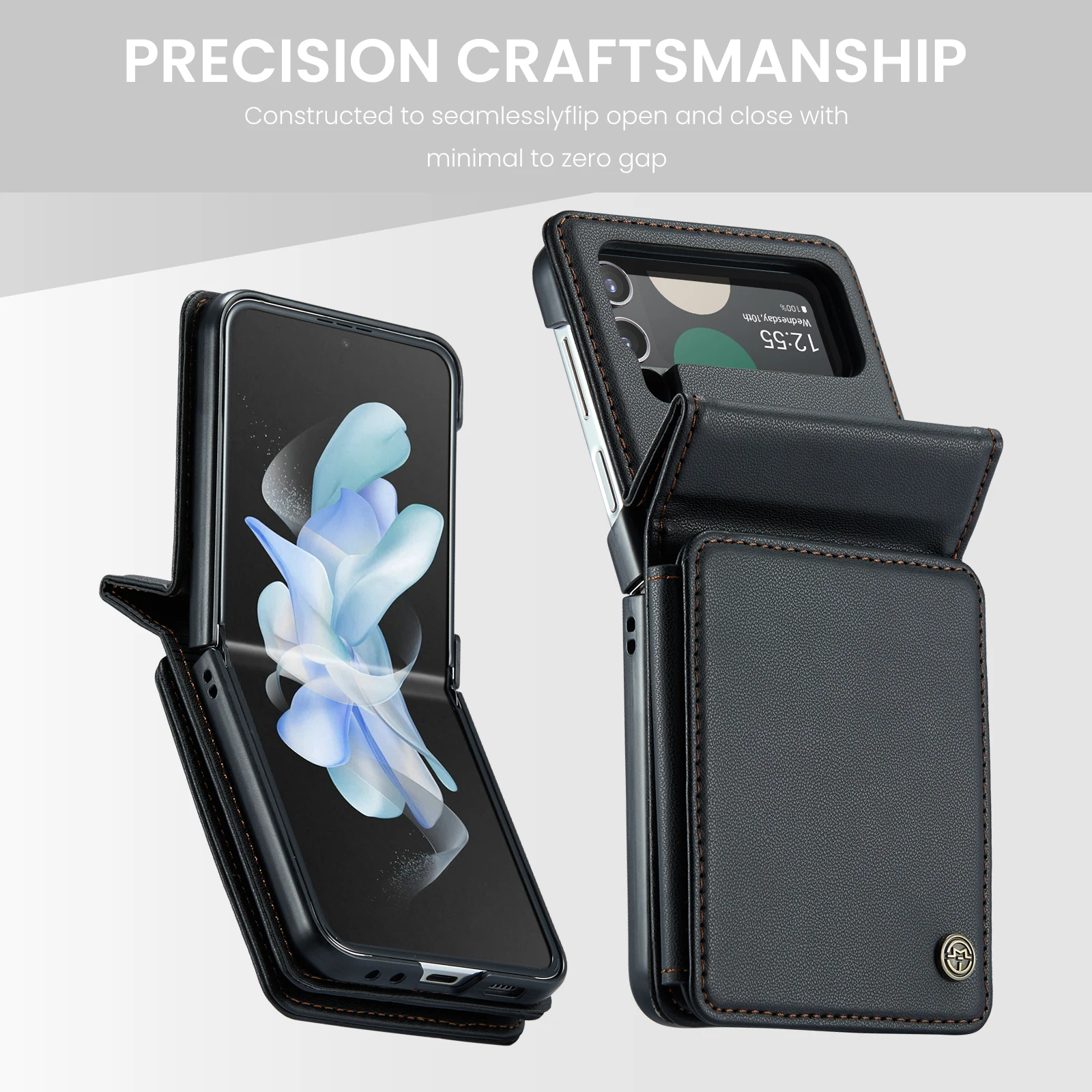 For Samsung Galaxy Z Flip 4 Wallet Phone Case with Card Pocket Kickstand Flip PU Leather Covers