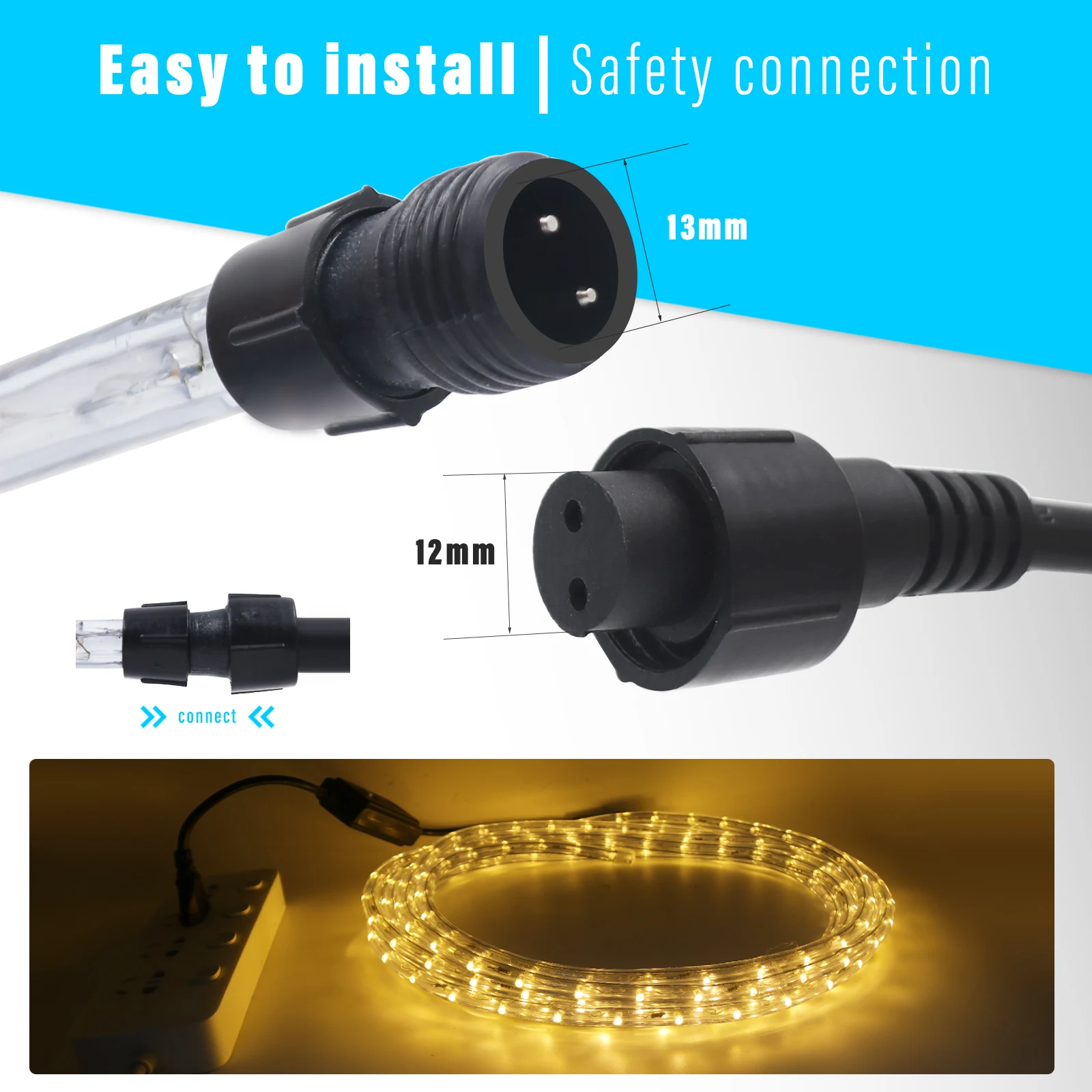AC110V 220V Round Neon Strip Light 360 Degree Outdoor Flexible Neon Tube Waterproof IP67 LED Ribbon For Christmas Party Lighting