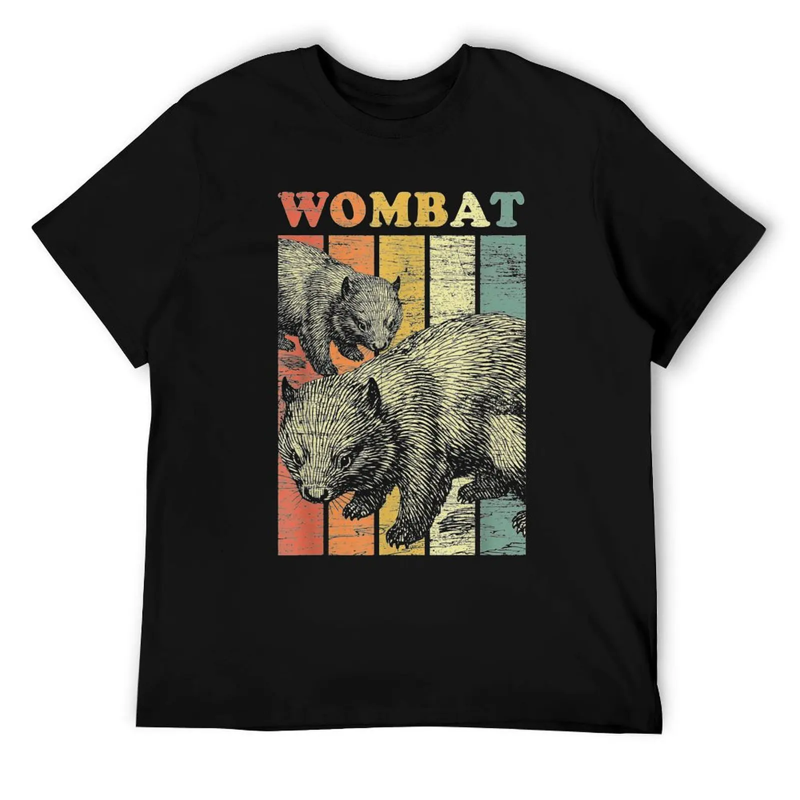 

Retro Wombat T-Shirt man t shirt cotton t shirt man casual anime tshirt T-Shirt