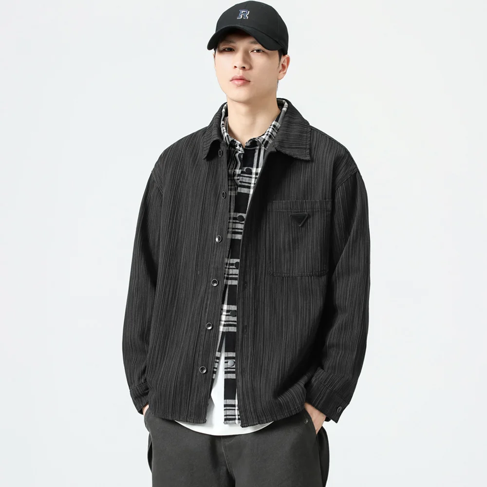

Cityboy Streetwear Fashion Shirts Men Loose Casual Long Sleeve Plus Size Stripe Shirt Oversize Blouse Spring Autumn Clothing