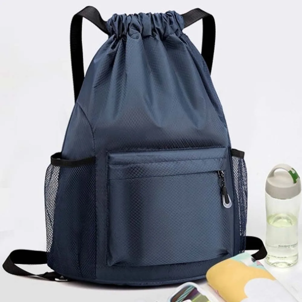 ポータブルジム巾着バッグ大容量速乾性オックスフォード布バックパック調節可能なストラップ無地