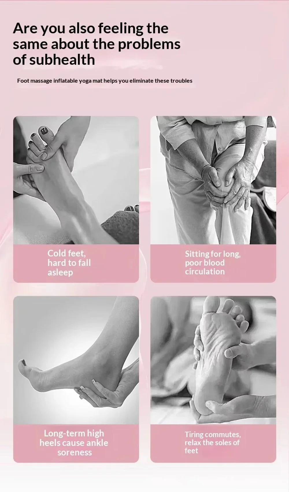 Aufblasbare Anti-Rutsch-Akupressur-Fußmassagematte Aufblasbare Fußmassagematte mit starken Saugnäpfen Faltbar Tragbar mit Drainagelöchern – Detail 8