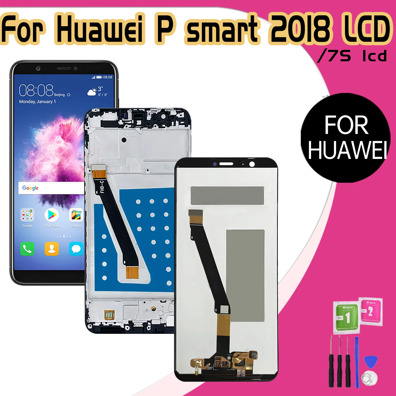 

5,65-дюймовый ЖК-экран для Huawei P Smart 2018, сенсорный экран для Huawei P Smart 2018 FIG-LA1 FIG-LX2, ЖК-дигитайзер в сборе