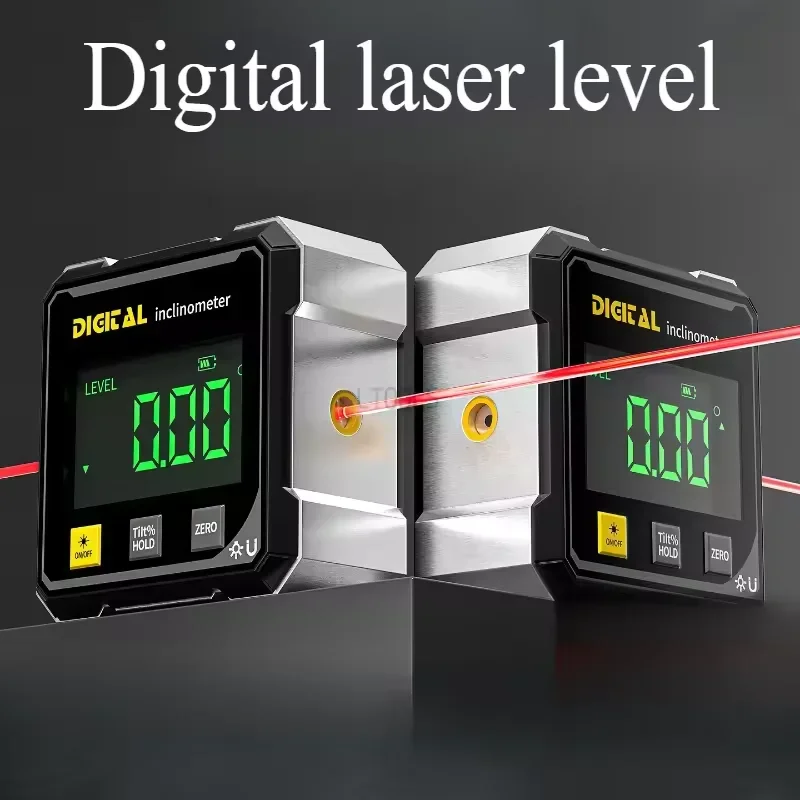 localizador-de-Angulos-magnetico-de-4-lados-com-laser-transferidor-digital-inclinometro-e-regua-nivel-360-°-medidor-de-Angulo-eletronico-lcd