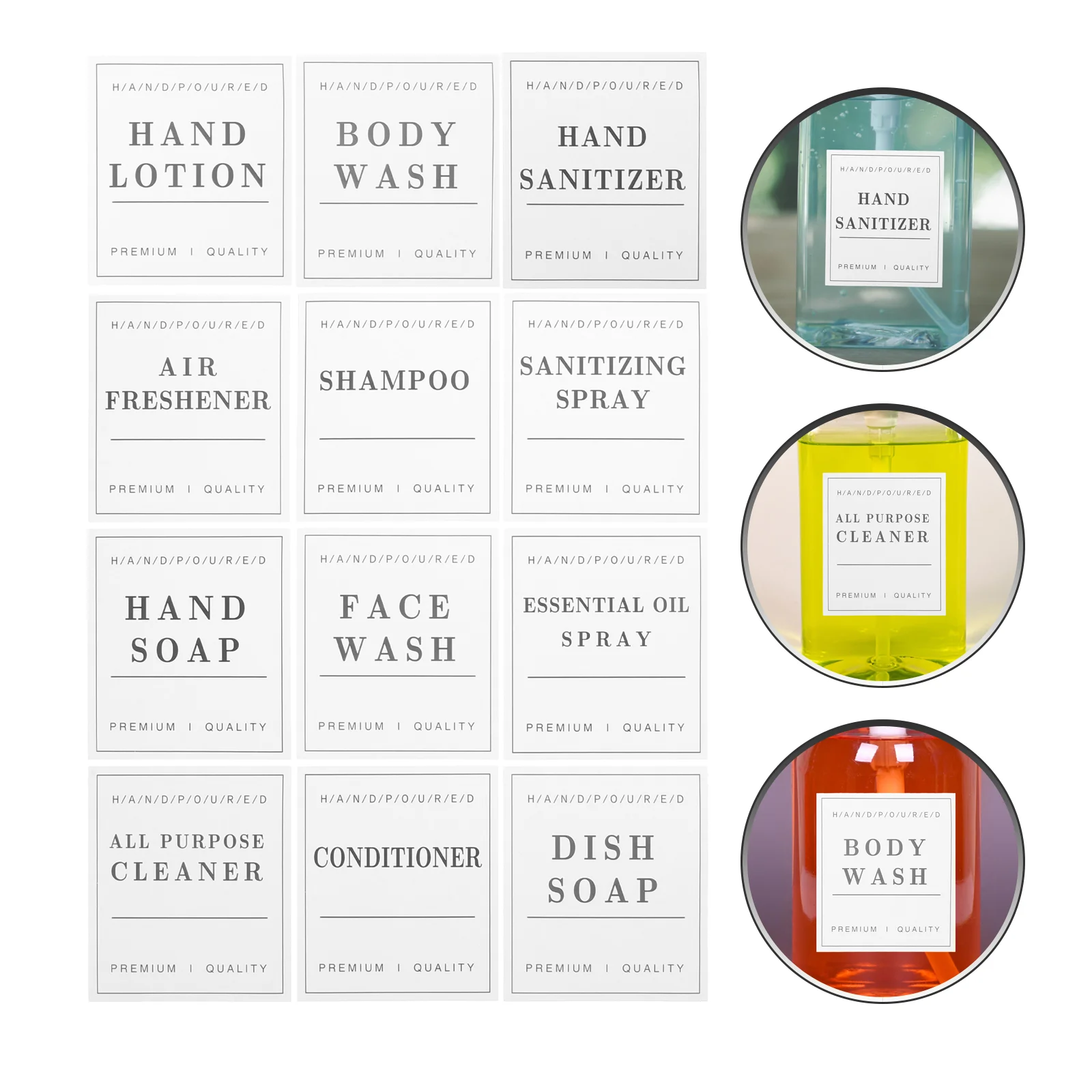 12 Pcs Bathroom Bottle Label Removable Cleaning Labels Storage Tags Shampoo Dispenser Stickers Travel Accessories Laundry Baby
