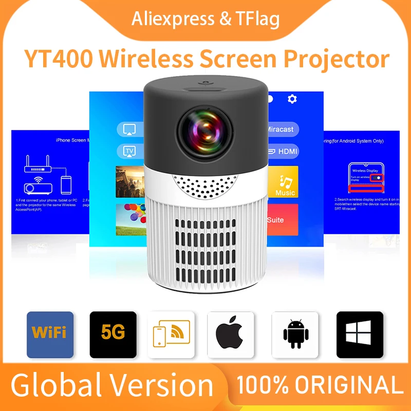 Free delivery! YT400 3000 lumens high-definition 1080P cinema portable mini LED projector, regular version projector