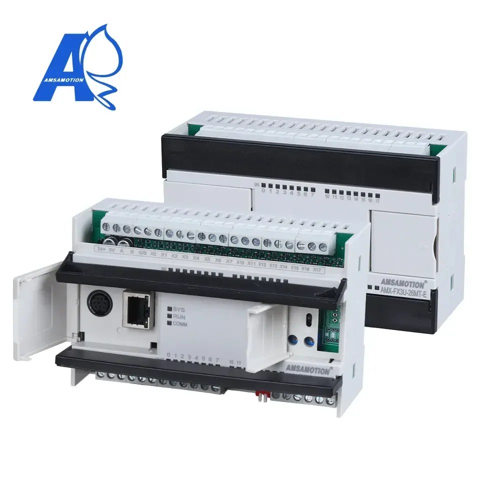 

Amsamotion FX3U-48MR 26MR-E 26MT Replace MELSEC PLC 4AI/2AO 16DI/10DO MODBUS Analog Transistor Relay For Mitsubishi Ethernet