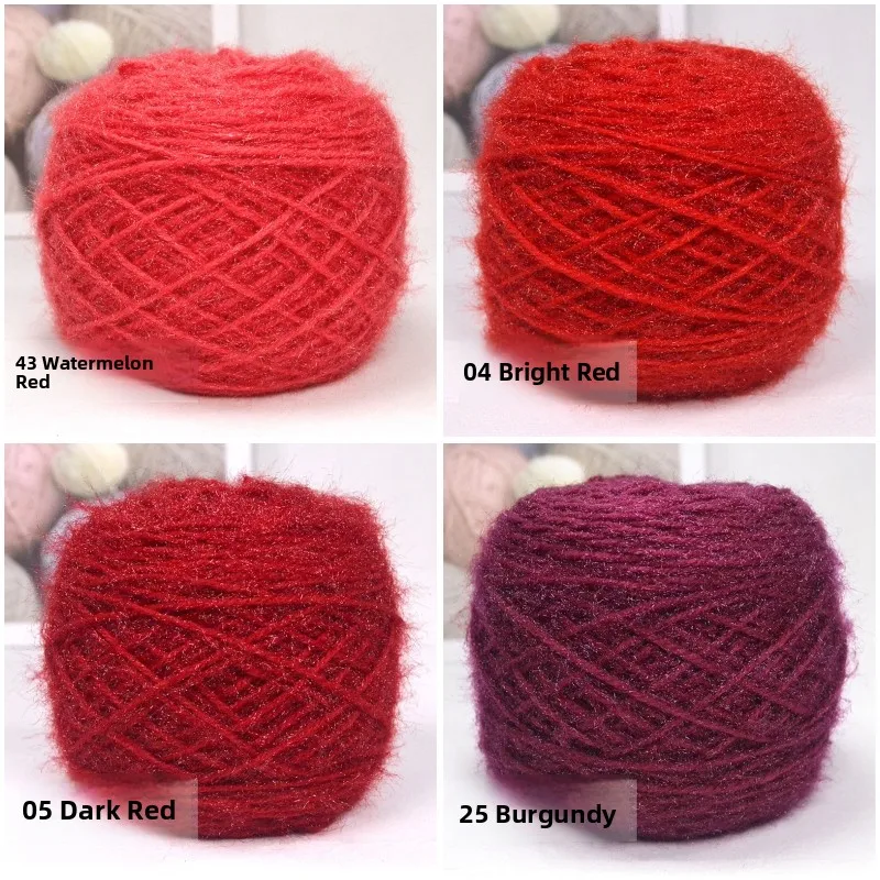 Red Squirrel Fur Yarn Ball Bright Thread Handmade Knitting DIY Materials Package Sweater Scarf Baby Yarn Winter Seven Sleeve ...