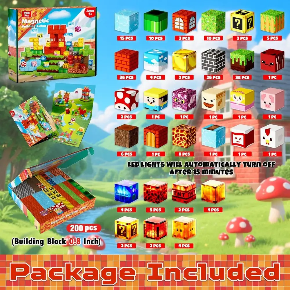 Light-Up Magnetic Building Blocks - Educational STEM Toy for Kids 3-10 Years, Perfect for Christmas and Birthday Gifts