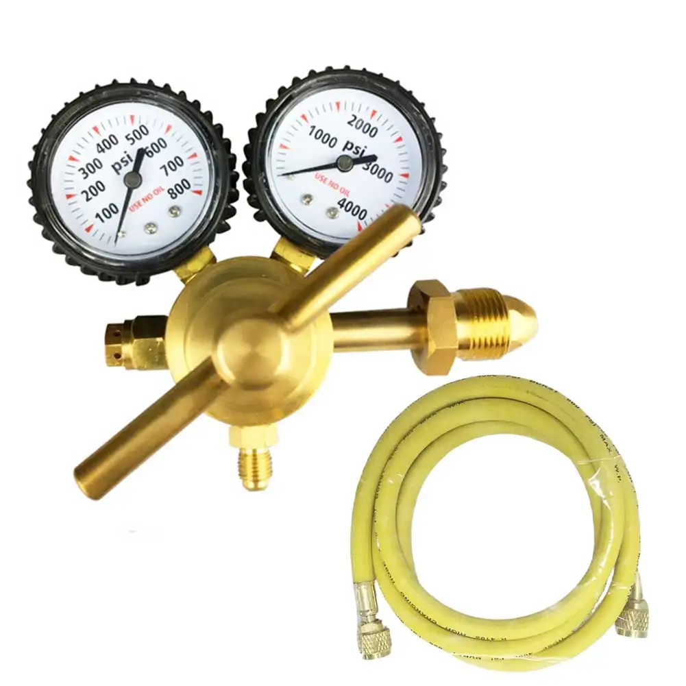 Picture 4: HVAC Nitrogen Regulator Tool 14 inch 0800 PSI Pressure Gauge with 78 7 inch Hose and CGA580 for System Testing