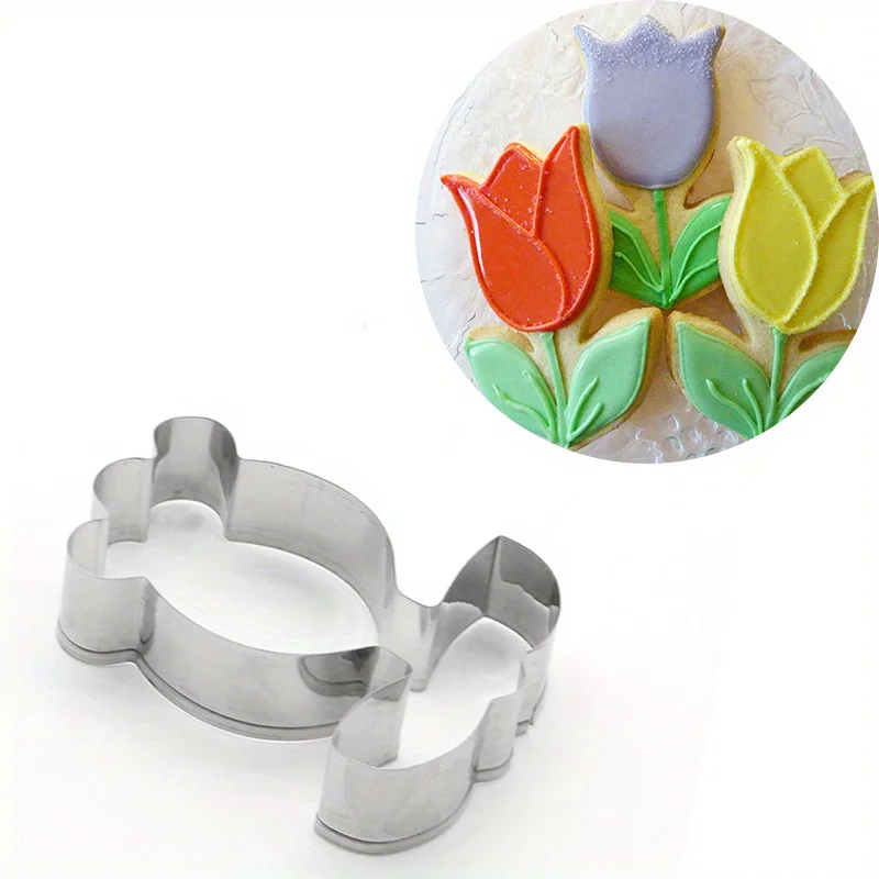 Tulip Shape Cookie Mold Fondant Cake Cutter Decorating Tools Beautiful Flowers Cookie Stamp Biscuit Baking Tools