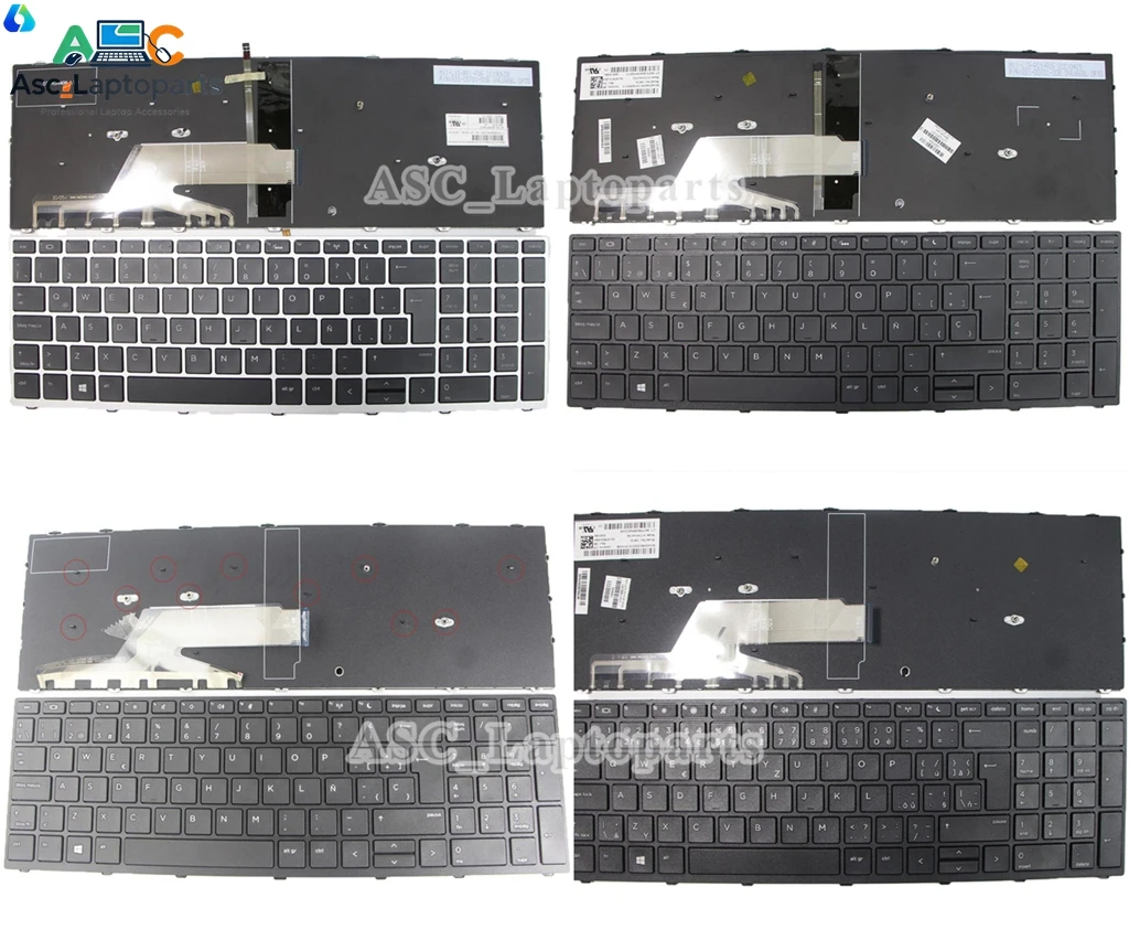 New Czech Latin Spanish US Keyboard For HP Probook 450 G5 455 G5 470 G5 , 650 655 G4 G5 Silver / Black Frame BACKLIT ,no Pointer