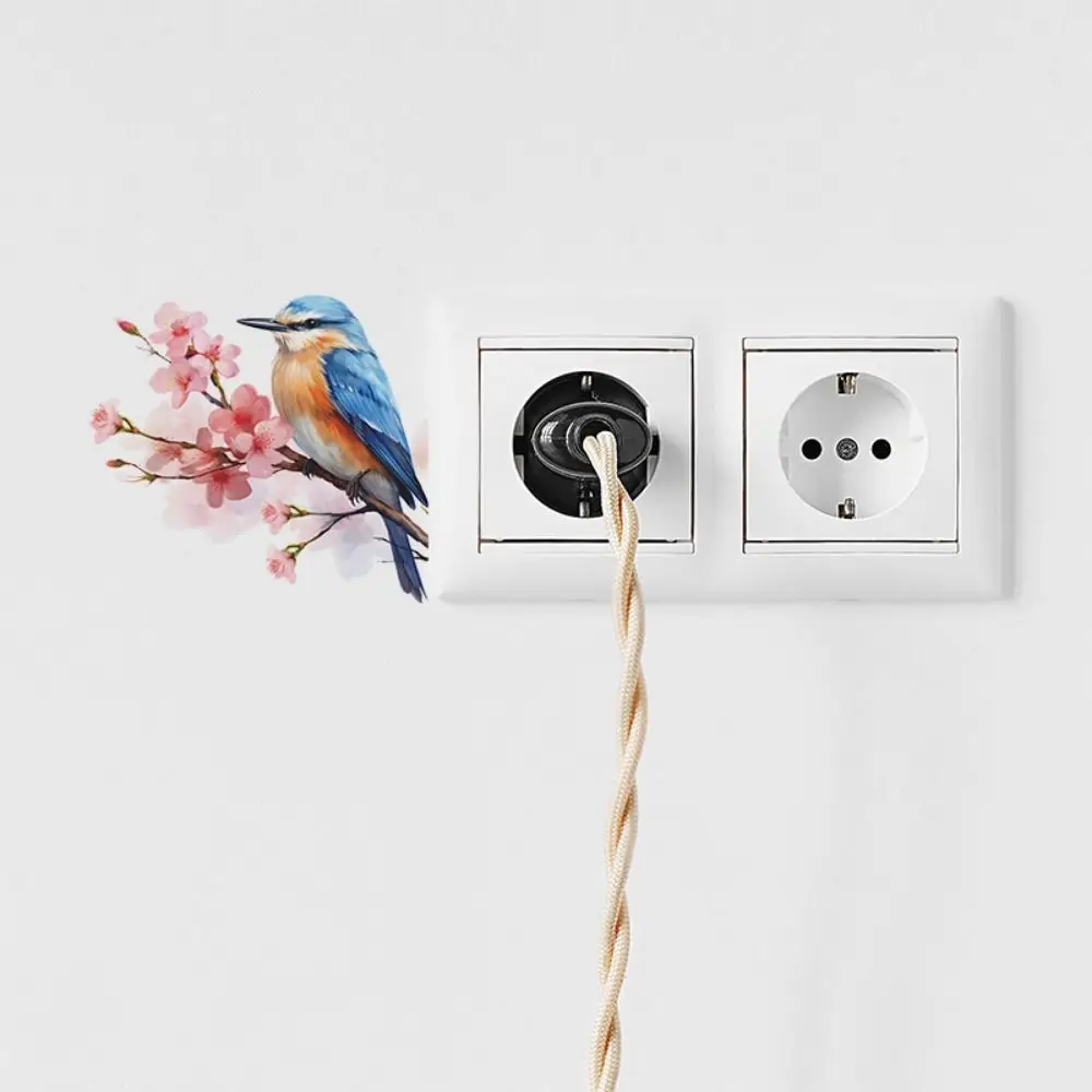 

Removable Branches Bird Switch Stickers Beautiful DIY Flower Switch Stickers Easy to Paste Self-Adhesive Wall Decals Bedroom