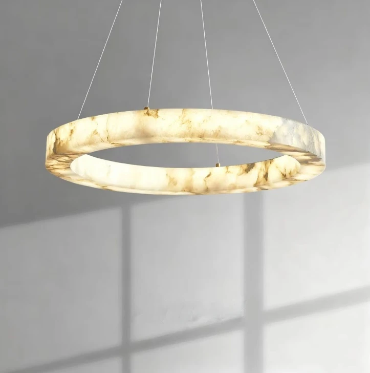 Faux Marble Round Pendant Light Creative Artificial Stone Hanging Lamp for Living Dining Room Study Hotel Resin Ceiling Lighting