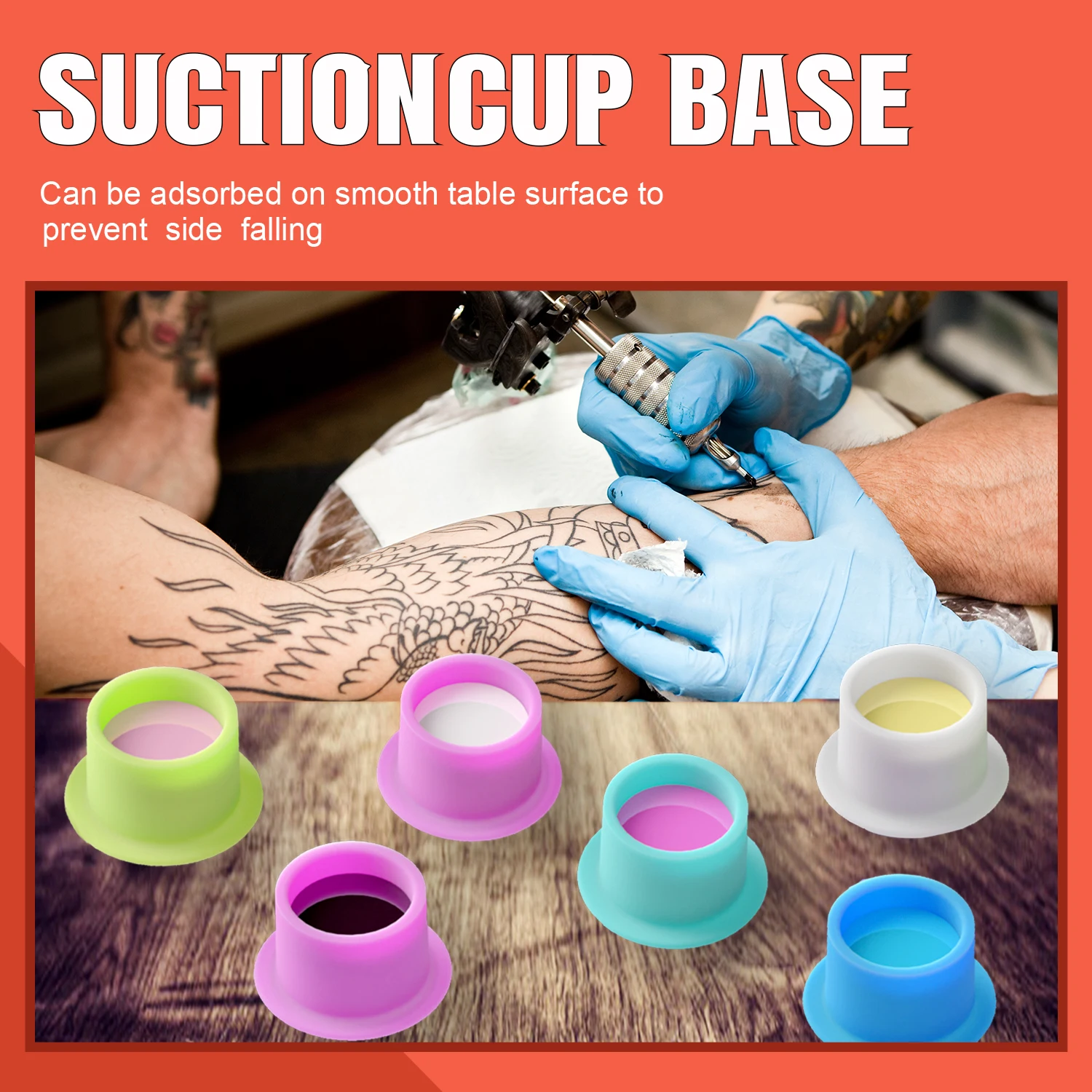 

Colorful Silicone Tattoo Ink Cups Non-Spill Tattoo Ink Caps with Base Soft Easy Clean for Professional Tattoo Artists Supplies
