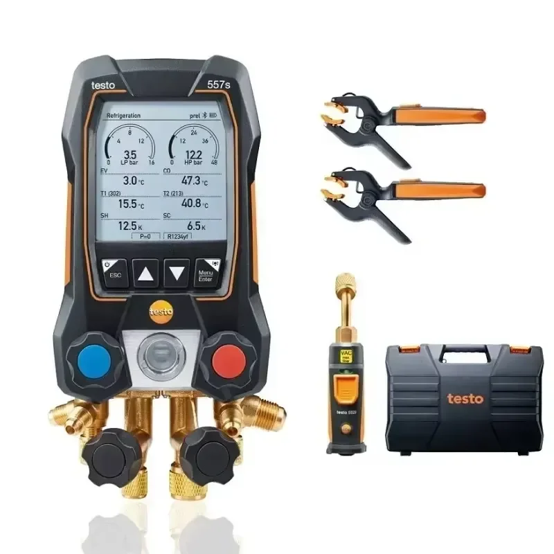 4-Valves Bluetooth Smart Digital Manifold Gauge 557S Wireless Vacuum and Clamp Temperature Probes 0564 5571 Pressure Gauges