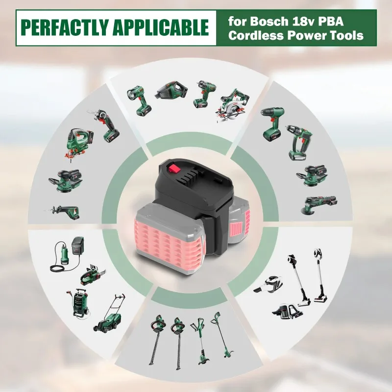 BOSB18C 2-in-1 Battery Adapter Converter for Bosch 2 Packs 18V GBA Li-ion Batteries Convert To for Bosch PBA Series Battery Tool