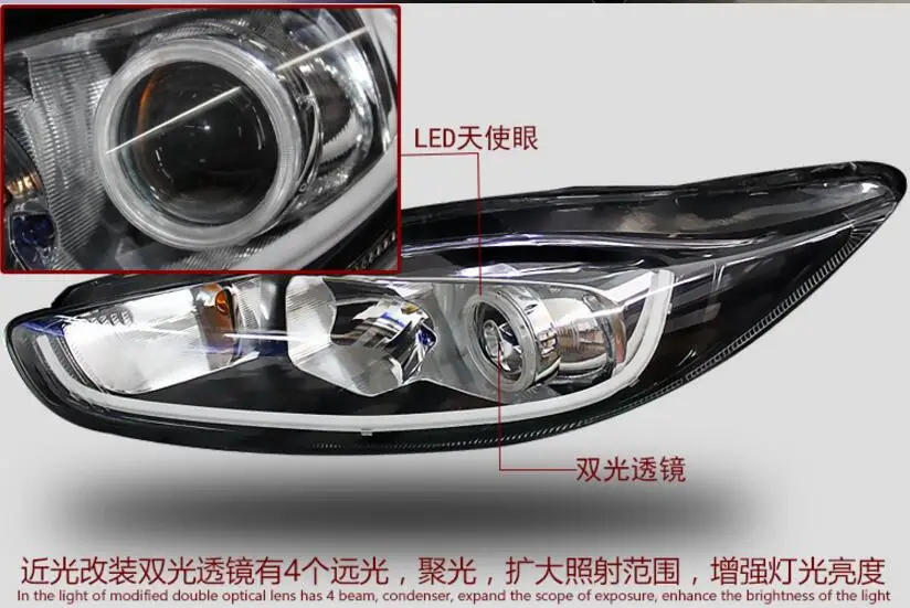 2013 2014 2015 2016y car bumer head light per Ford Fiesta headlight accessori per auto LED DRL HID xenon fog Fiesta faro