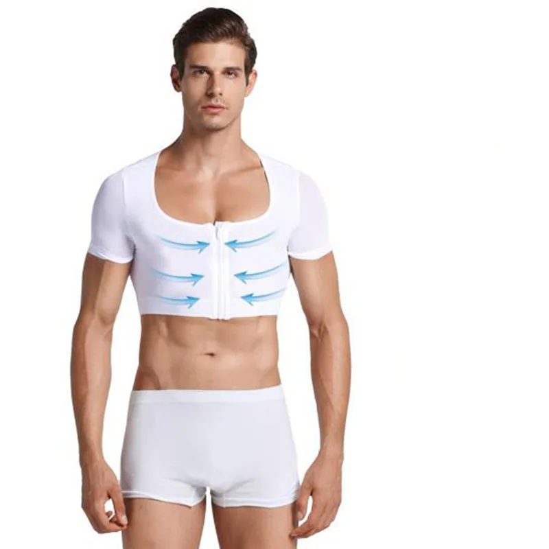 Masculino Shaper Emagrecedor Peitoral Ginecomastia Topo Novo Corretor de Postura Undershirt Direto nas Costas