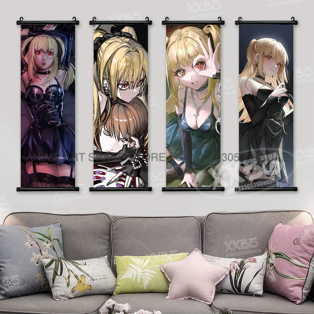 Anime DEATH NOTE Hängende Malerei Klassische Cartoon Poster Yagami Licht Schriftrollen Bilder Ryuk Home Decor Wandbild Wand Kunst Für Zimmer – Detail 3