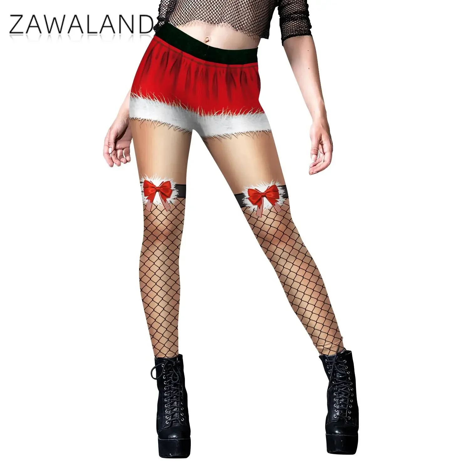 

Zawaland Elf Leggings Christmas Pants Santa Claus Cosplay Costume Xmas Gifts Women Leggings Sexy Tights Trousers Party Pants